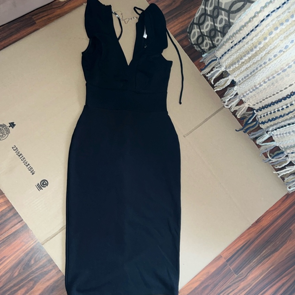Crave Fame Black Ruffle Sleeveless Dress